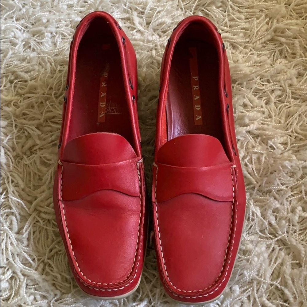 Prada Red Loafers
